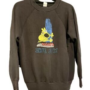 Vintage 80s Safe Sex Mother Goose and Grimm Handmade Image Crewneck Adult Medium